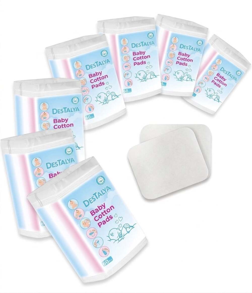 Destalya Baby Cotton Pads for Sensitive Skin 6-Pack (360 Count Total)